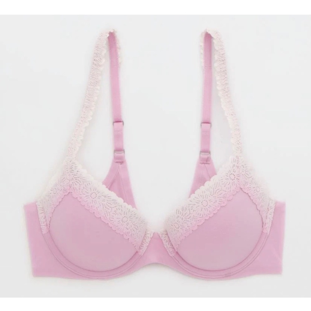 Aerie Real Sunnie Demi Push-Up Bra 36C Lavender Lace Underwire